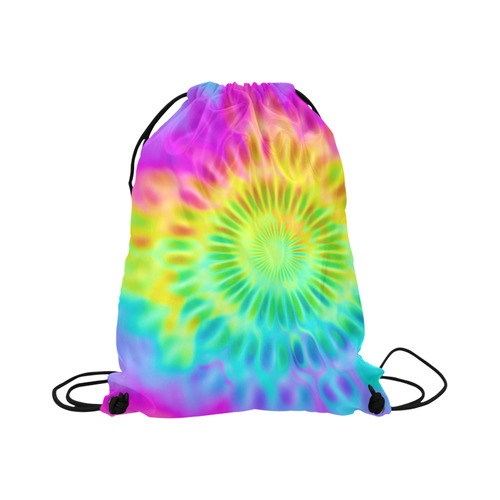 Magic Fractal Flower Neon Colored Large Drawstring Bag Model 1604 (Twin Sides)  16.5"(W) * 19.3"(H)