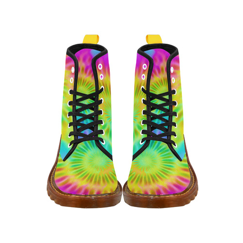 Magic Fractal Flower Neon Colored Martin Boots For Men Model 1203H