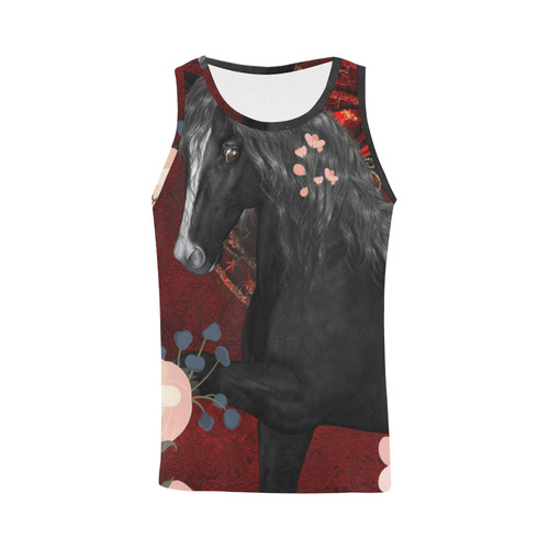 Black horse with flowers All Over Print Tank Top for Men (Model T43)