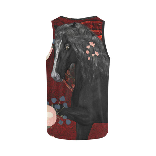 Black horse with flowers All Over Print Tank Top for Men (Model T43)