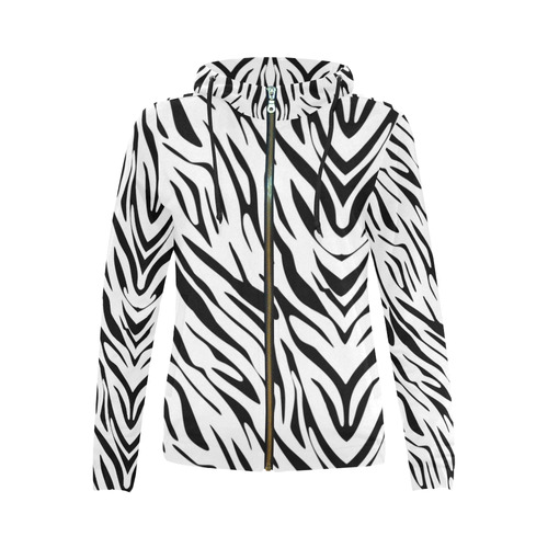 Zip Up Hoodie Zebra Print Juleez All Over Print Full Zip Hoodie for Women (Model H14)