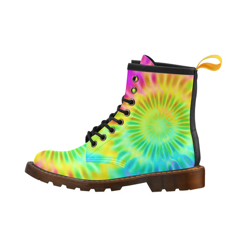 Magic Fractal Flower Neon Colored High Grade PU Leather Martin Boots For Women Model 402H