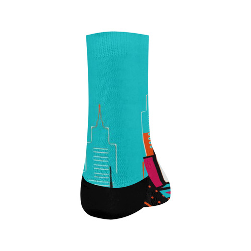 architecture skyline teal black orange Crew Socks