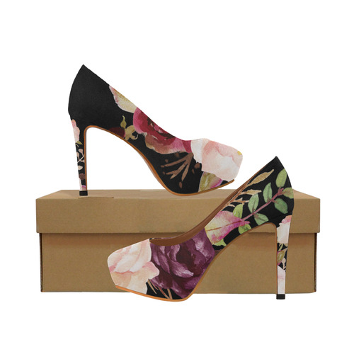 burgundy floral heels