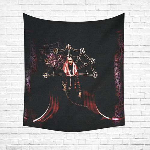 Red Witch Fantasy Goth Art Cotton Linen Wall Tapestry 51"x 60"