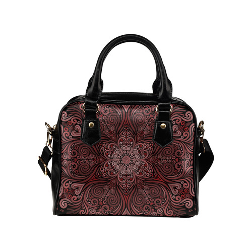 Red, orange, pink and brown 3D Mandala Pattern Shoulder Handbag (Model 1634)