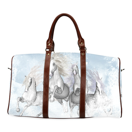 Awesome white wild horses Waterproof Travel Bag/Small (Model 1639)