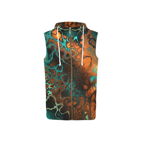 awesome fractal 35F by JamColors All Over Print Sleeveless Zip Up Hoodie for Women (Model H16)