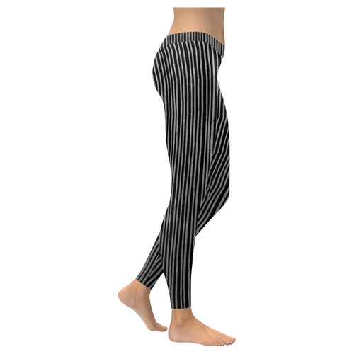 Stylish silver strip Women's Low Rise Leggings (Invisible Stitch) (Model L05)