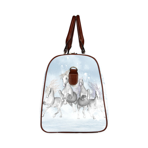 Awesome white wild horses Waterproof Travel Bag/Small (Model 1639)
