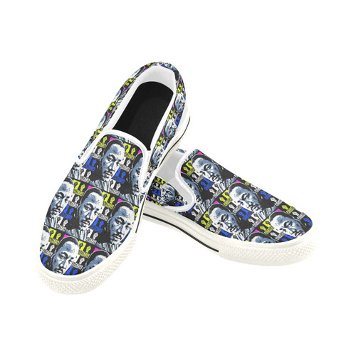 FIGHT THE POWER-2 MLK TILED Women's Slip-on Canvas Shoes/Large Size (Model 019)