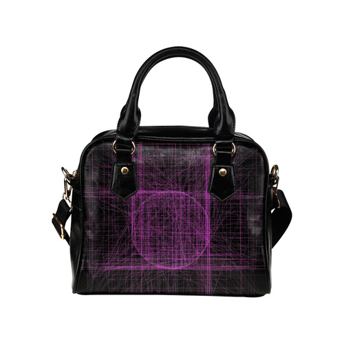 Purple / magenta abstract glitch on black Shoulder Handbag (Model 1634)