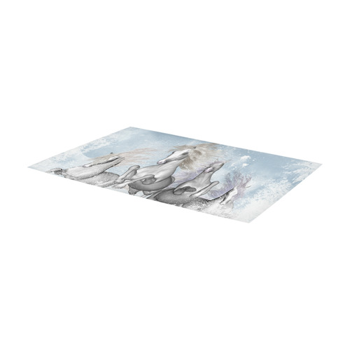 Awesome white wild horses Area Rug 7'x3'3''