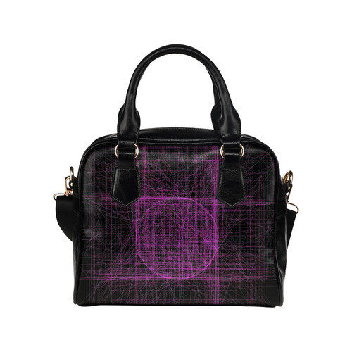 Purple / magenta abstract glitch on black Shoulder Handbag (Model 1634)