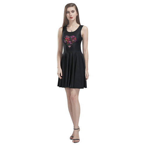 Heart Flowers Thea Sleeveless Skater Dress(Model D19)