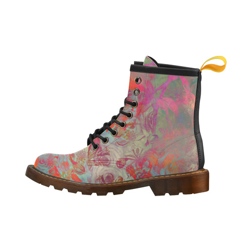 flowers roses High Grade PU Leather Martin Boots For Men Model 402H