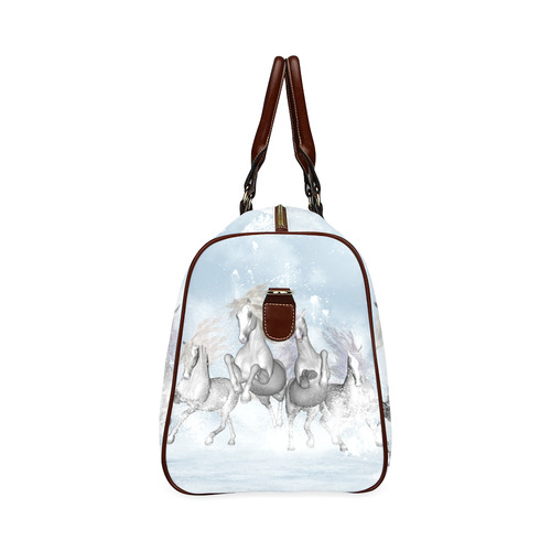 Awesome white wild horses Waterproof Travel Bag/Small (Model 1639)