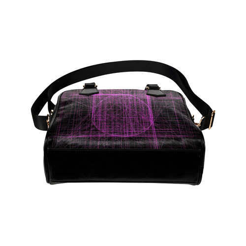 Purple / magenta abstract glitch on black Shoulder Handbag (Model 1634)