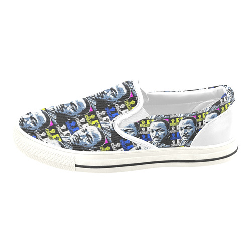 FIGHT THE POWER-2 MLK TILED Women's Slip-on Canvas Shoes/Large Size (Model 019)