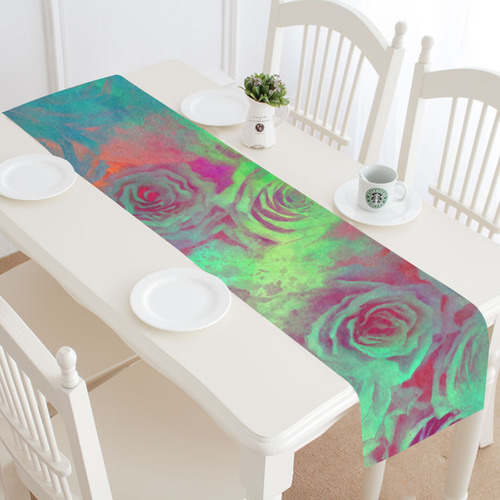 flowers roses Table Runner 16x72 inch