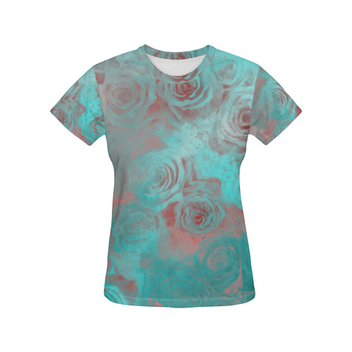 flowers roses All Over Print T-Shirt for Women (USA Size) (Model T40)