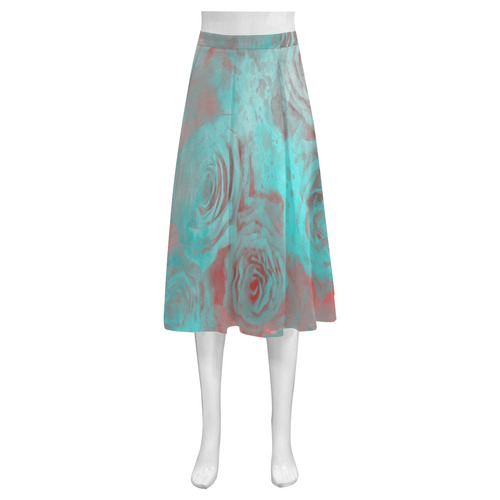 flowers roses Mnemosyne Women's Crepe Skirt (Model D16)
