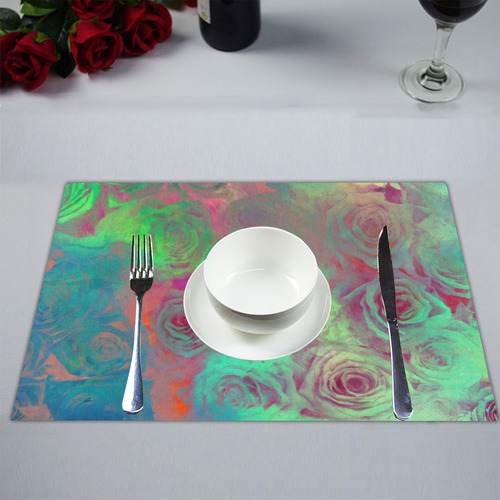 flowers roses Placemat 14’’ x 19’’ (Two Pieces)