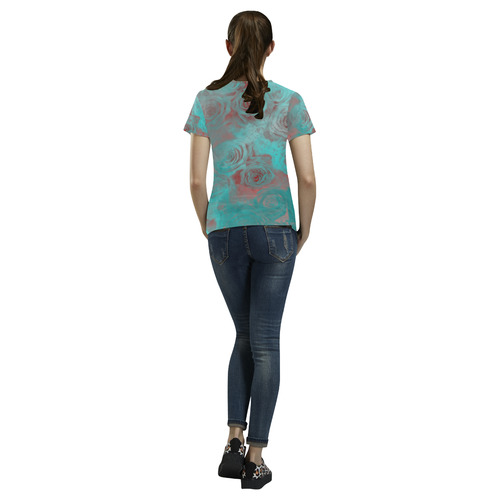 flowers roses All Over Print T-Shirt for Women (USA Size) (Model T40)