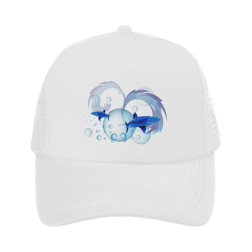 Shark with bubbles and wave Trucker Hat