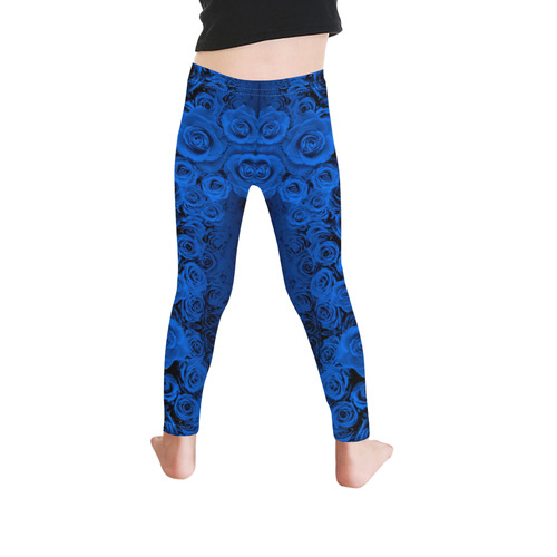 rose 2 blue Kid's Ankle Length Leggings (Model L06)