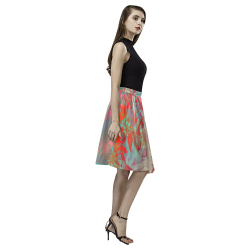 flowers roses Melete Pleated Midi Skirt (Model D15)