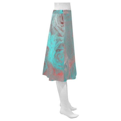 flowers roses Mnemosyne Women's Crepe Skirt (Model D16)