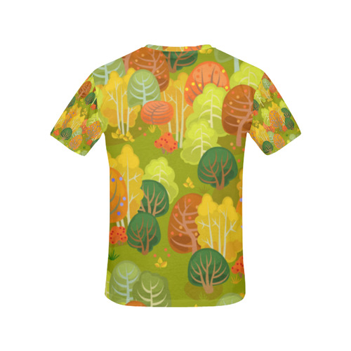 Autumn Forest Red Orange Yellow Beautiful Trees All Over Print T-Shirt for Women (USA Size) (Model T40)