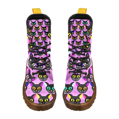 Pop Art Pussy - purple High Grade PU Leather Martin Boots For Women Model 402H