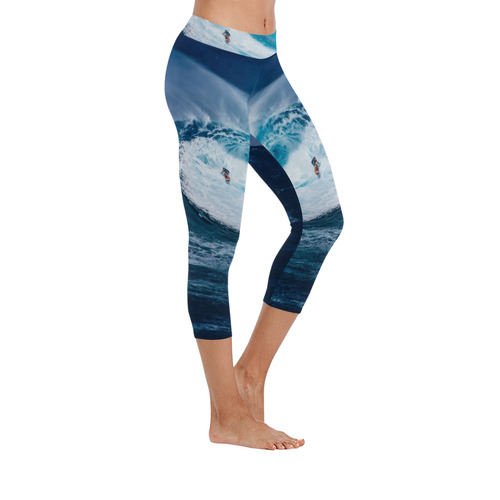 surfing Women's Low Rise Capri Leggings (Invisible Stitch) (Model L08)