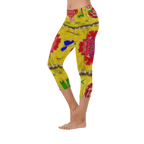light candles and the fern will grow in the summer Women's Low Rise Capri Leggings (Invisible Stitch) (Model L08)