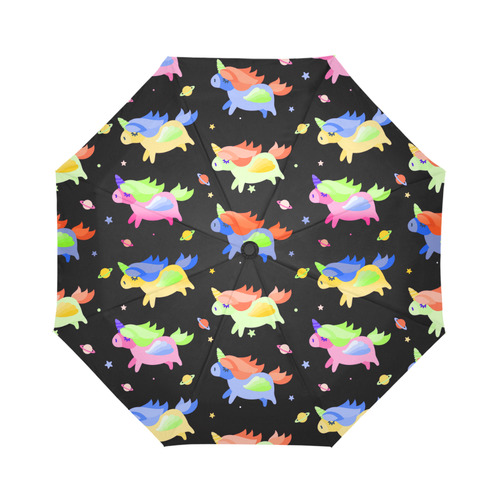 Cute Flying Unicorns Stars Planets Starry Night Auto-Foldable Umbrella (Model U04)