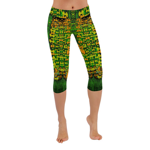 Magical forest of freedom and hope Women's Low Rise Capri Leggings (Invisible Stitch) (Model L08)