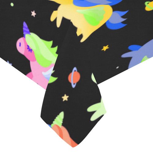 Cute Flying Unicorns Stars Planets Starry Night Cotton Linen Tablecloth 60"x 104"