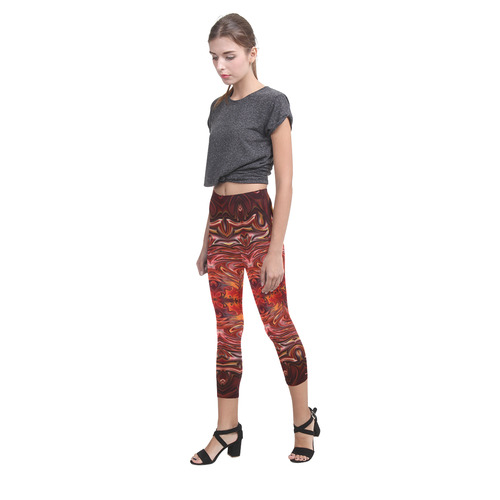 Hearts Fire Storm of Love Fractal Abstract Capri Legging (Model L02)