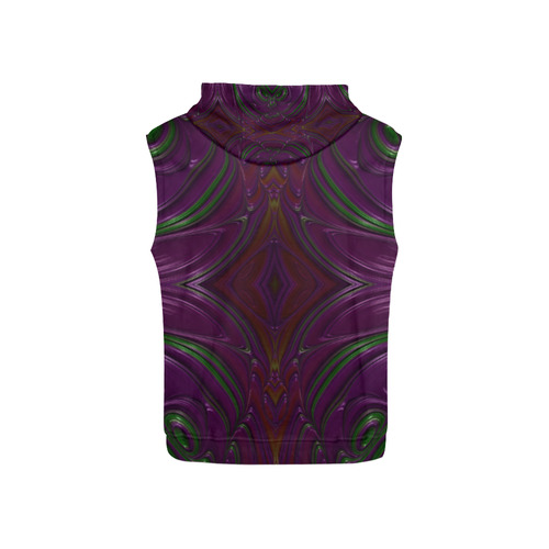 Emerald and Amethyst Jeweled Fractal Abstract All Over Print Sleeveless Hoodie for Kid (Model H15)