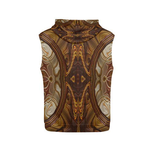 Petrified Wood Parquetry Fractal Abstract All Over Print Sleeveless Hoodie for Men (Model H15)