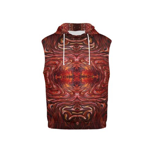 Hearts Fire Storm of Love Fractal Abstract All Over Print Sleeveless Hoodie for Kid (Model H15)