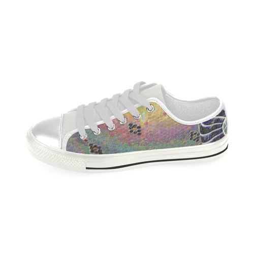 Enamel Hexagon Tile Scales Rainbow Colors Men's Classic Canvas Shoes (Model 018)