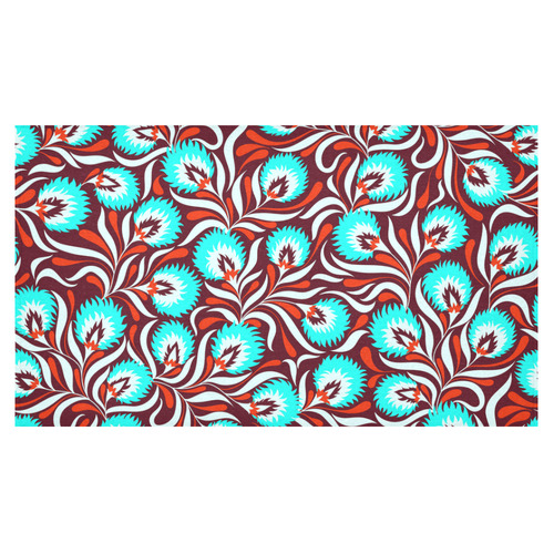 Cute Vintage Red Aqua Floral Pattern Cotton Linen Tablecloth 60"x 104"