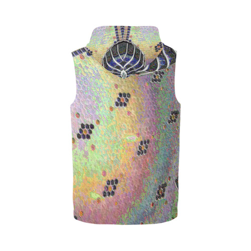 Enamel Hexagon Tile Scales Rainbow Colors All Over Print Sleeveless Zip Up Hoodie for Men (Model H16)