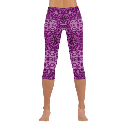 Lion In Purple Women's Low Rise Capri Leggings (Invisible Stitch) (Model L08)