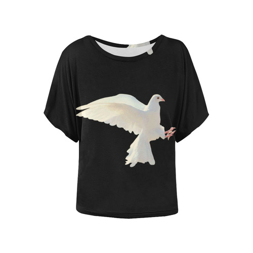 White Dove Peace Symbol Nature Bird Women's Batwing-Sleeved Blouse T shirt (Model T44)