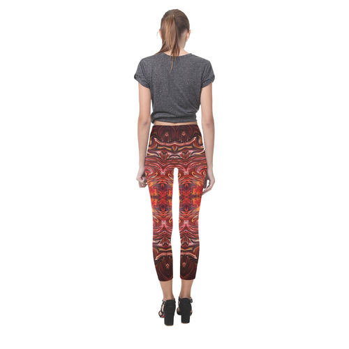 Hearts Fire Storm of Love Fractal Abstract Capri Legging (Model L02)