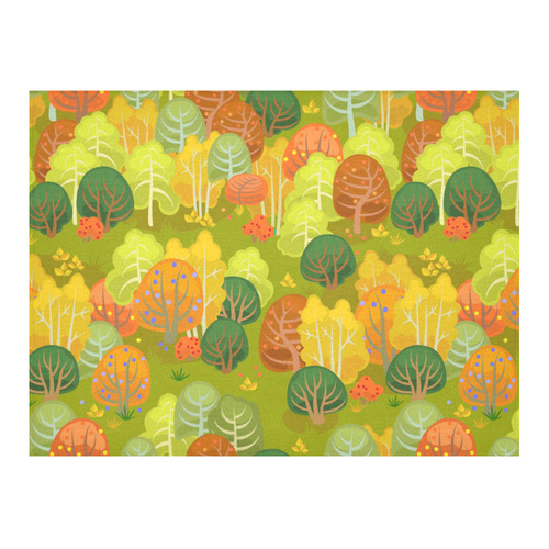 Autumn Forest Red Orange Yellow Beautiful Trees Cotton Linen Tablecloth 52"x 70"